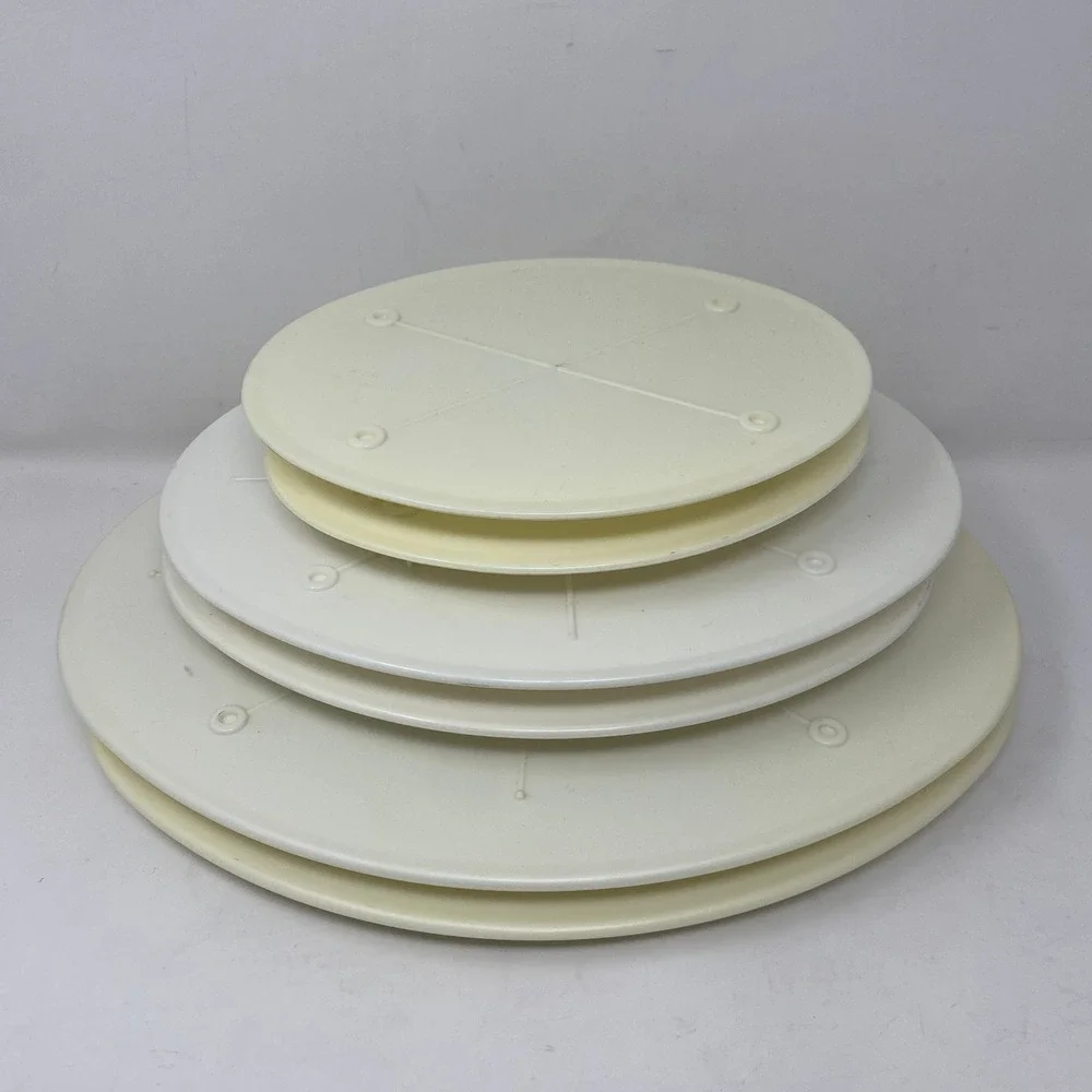 Vintage Wilton 6pc Oval Wedding Cake Separator Plates Stand Professional Baker